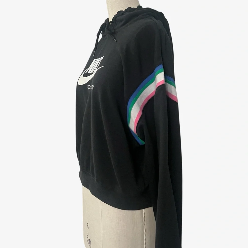 Nike Women’s Black Hoodie Cropped Pullover Logo Sweatshirt Small